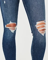 High-Rise Ripped Dark Wash Super Skinny Jeans