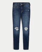 High-Rise Ripped Dark Wash Super Skinny Jeans