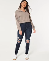 Curvy High-Rise Ripped Dark Wash Jean Leggings