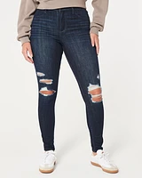 Curvy High-Rise Ripped Dark Wash Jean Leggings