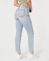 Curvy Ultra High-Rise Ripped Light Wash Mom Jeans