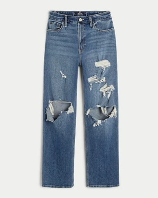 Ultra High-Rise Ripped Medium Wash Dad Jeans