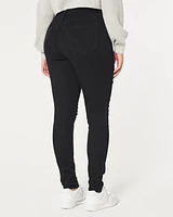 Curvy High-Rise Ripped Black Super Skinny Jeans