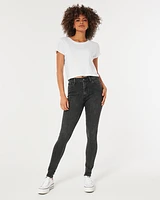 High-Rise Washed Black Super Skinny Jeans