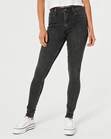 High-Rise Washed Black Super Skinny Jeans