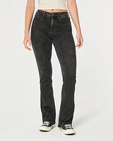 Curvy Mid-Rise Washed Black Boot Jeans