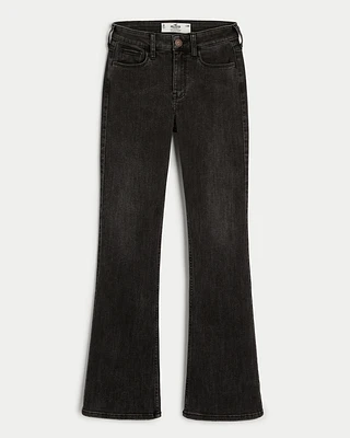 Curvy Mid-Rise Washed Black Boot Jeans