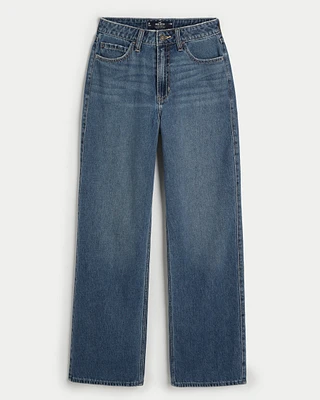 Ultra High-Rise Medium Dark Wash Baggy Jeans