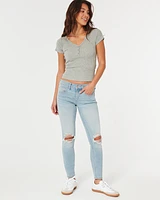 Low-Rise Ripped Light Wash Super Skinny Jeans