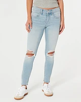 Low-Rise Ripped Light Wash Super Skinny Jeans