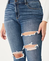 Curvy High-Rise Ripped Dark Wash Super Skinny Jeans