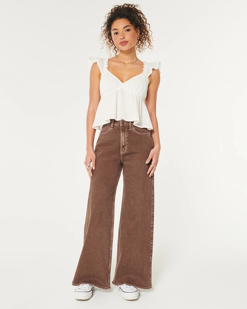 Ultra High-Rise Brown Wide Leg Jeans