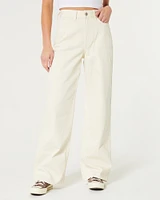 Ultra High-Rise Cream Baggy Jeans