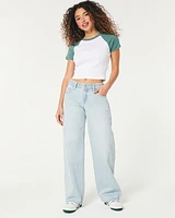 Low-Rise Light Wash Baggy Jeans