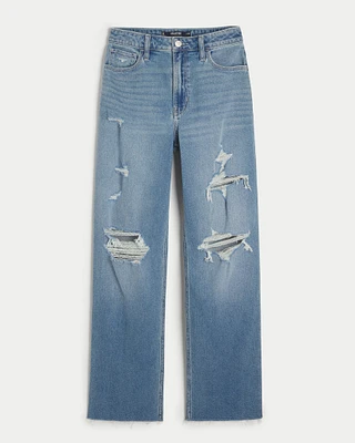 Ultra High-Rise Ripped Medium Wash Dad Jeans