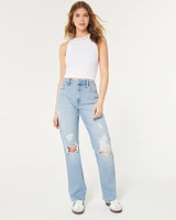 Ultra High-Rise Washed Black Butterfly Print Dad Jeans