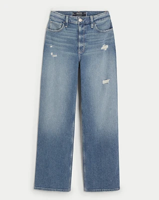 Ultra High-Rise Distressed Medium Wash Dad Jeans