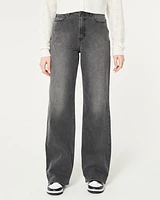 Ultra High-Rise Washed Black Baggy Jeans