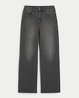 Ultra High-Rise Washed Black Baggy Jeans