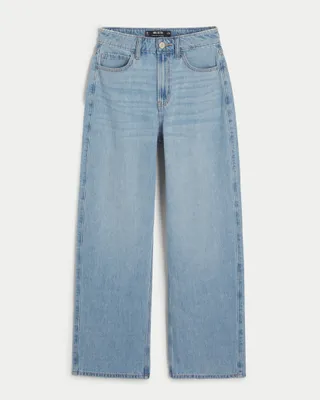 Ultra High-Rise Medium Wash Cuffed Baggy Jeans