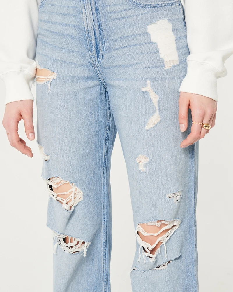 Ultra High-Rise Lightweight Medium Wash Ripped Dad Jeans