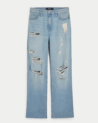 Ultra High-Rise Lightweight Light Wash Ripped Dad Jeans