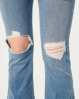 Mid-Rise Ripped Medium Wash Boot Jeans