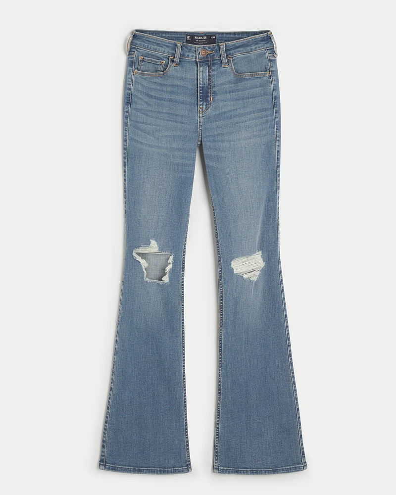 Mid-Rise Ripped Medium Wash Boot Jeans