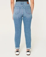 Curvy Ultra High-Rise Ripped Medium Wash Mom Jeans