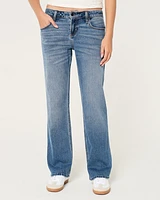 Low-Rise Medium Wash Relaxed Straight Jeans