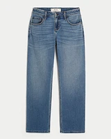 Low-Rise Medium Wash Relaxed Straight Jeans