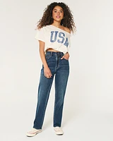 Ultra High-Rise Dark Wash 90s Straight Jeans