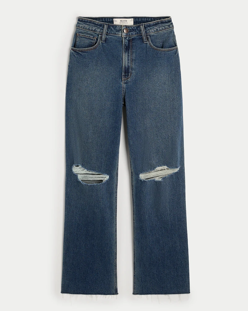 Ultra High-Rise Ripped Dark Wash Dad Jeans