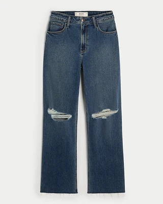 Ultra High-Rise Ripped Dark Wash Dad Jeans