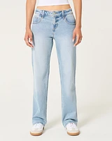 Low-Rise Light Wash Relaxed Straight Jeans