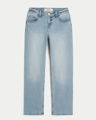 Low-Rise Light Wash Relaxed Straight Jeans