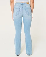 Curvy Ripped Light Wash Flare Jeans