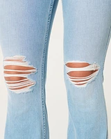 Curvy Ripped Light Wash Flare Jeans