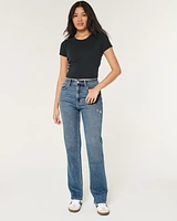 Ultra High-Rise Distressed Medium Wash 90s Straight Jeans