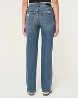 Ultra High-Rise Distressed Medium Wash 90s Straight Jeans