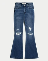 High-Rise Ripped Medium Wash Flare Jeans