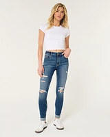 High-Rise Ripped Medium Wash Super Skinny Jeans