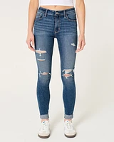 High-Rise Ripped Medium Wash Super Skinny Jeans