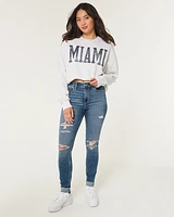 Curvy High-Rise Ripped Medium Wash Super Skinny Jeans