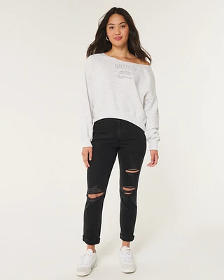 Curvy Ultra High-Rise Ripped Black Mom Jeans