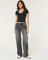 Low-Rise Washed Black Baggy Jeans