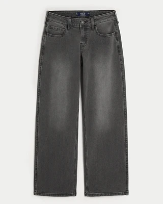 Low-Rise Washed Black Baggy Jeans