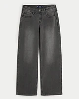 Low-Rise Washed Black Baggy Jeans