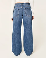 Low-Rise Dark Wash Baggy Jeans