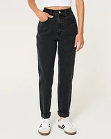 Ultra High-Rise Washed Black Mom Jeans